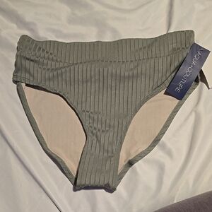 Aqua Couture Green Ribbed High-Cut Bottoms with Seamless Waistband M